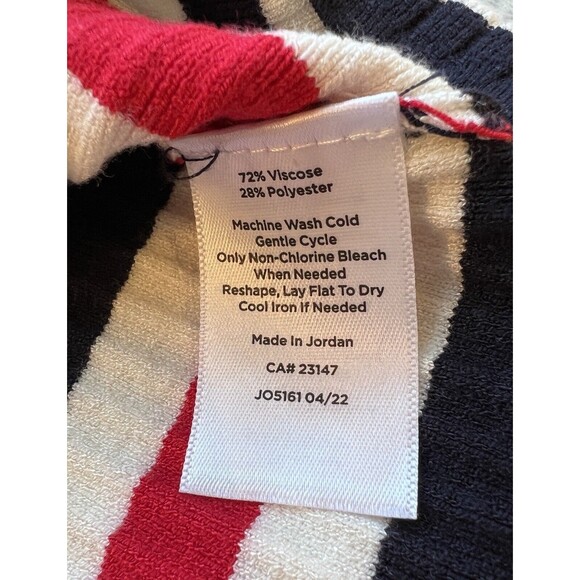 Talbots Womens Size X Red White French Stripe Puff Sleeve Crewneck Sweat… - Picture 5 of 8